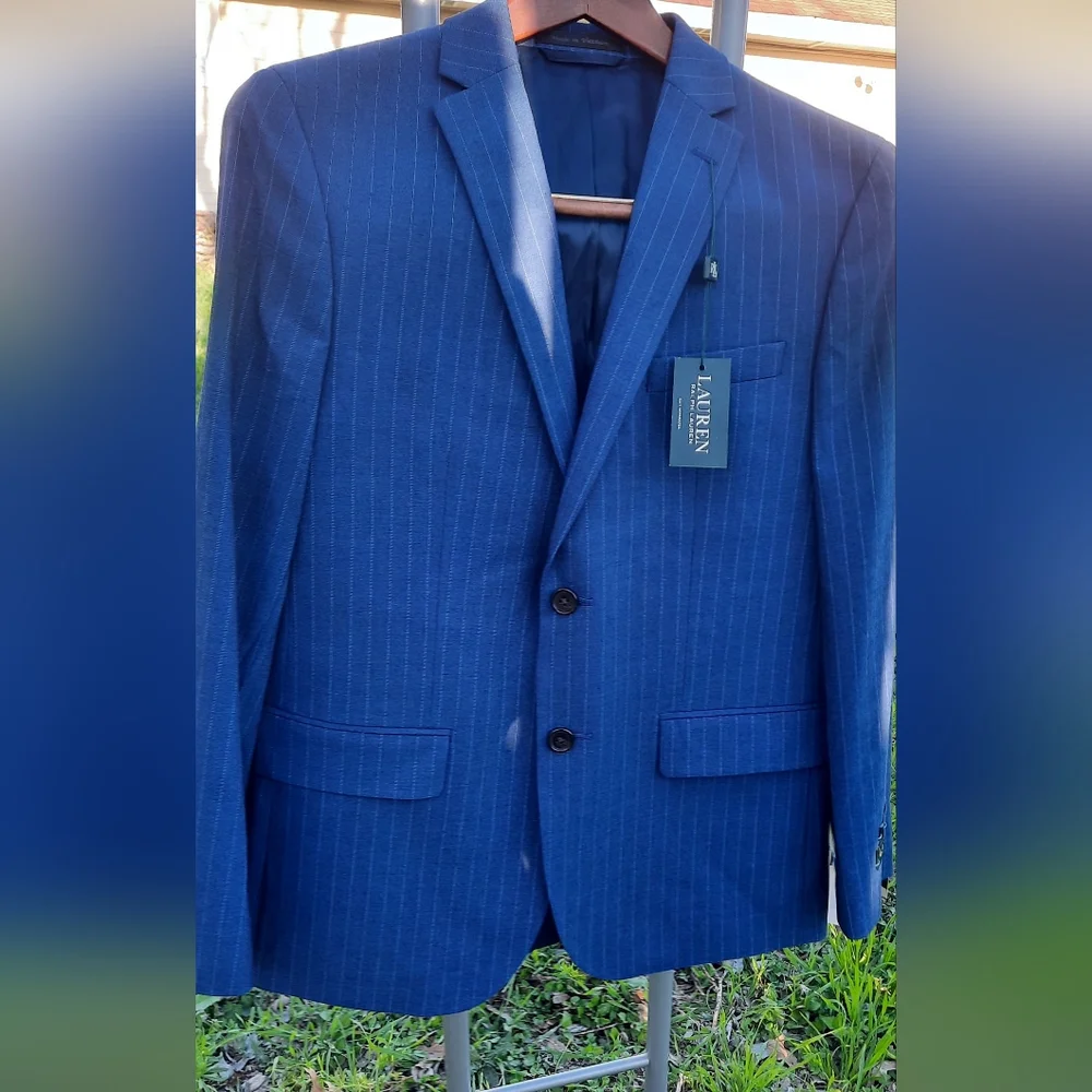 LAUREN RALPH LAUREN BOYS 18R BLAYTON LIGHT BLUE w/Pin Stripe BLAZER NWT